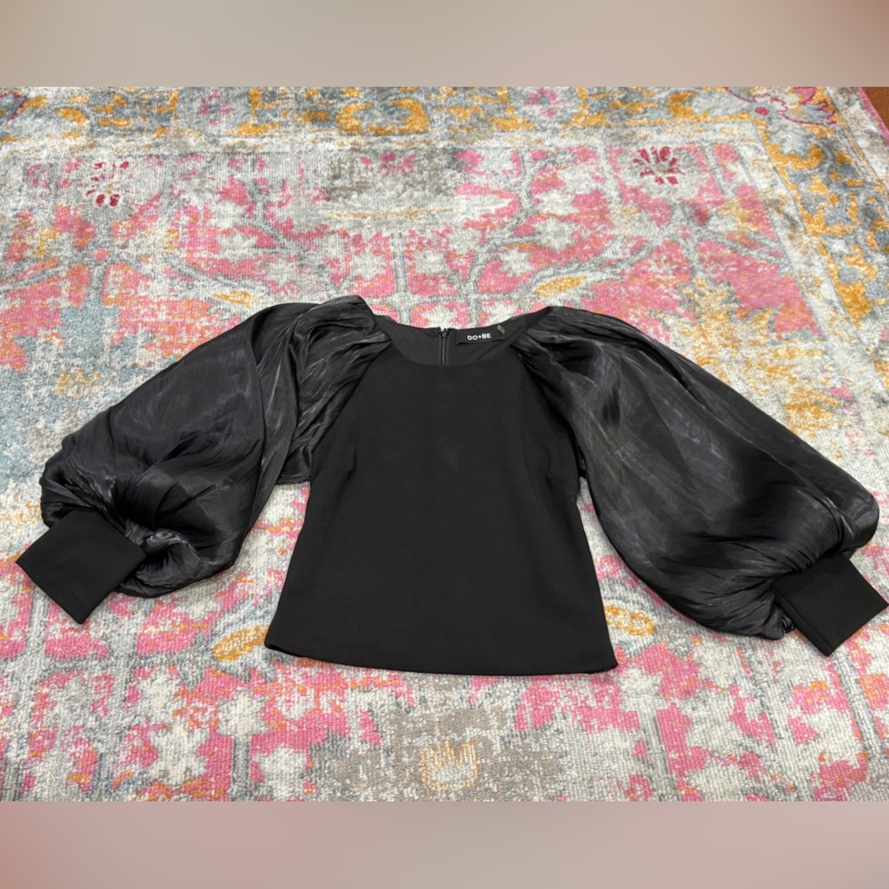 DO+BE Black Top with Sheer Accents
